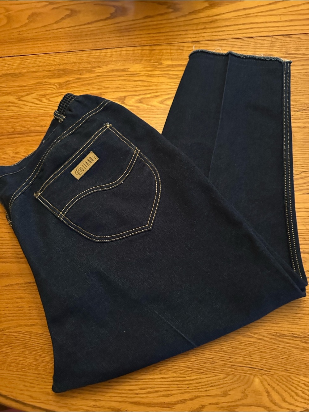 Dark Indigo Jeans with Back Pocket Patchwork Sz 46
